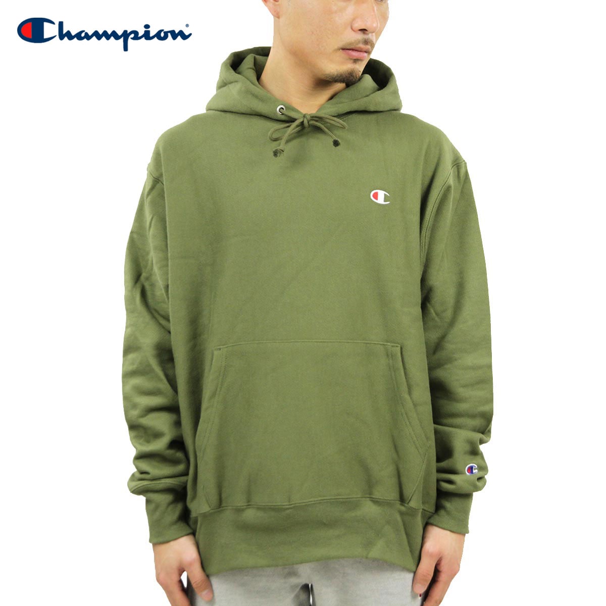 ԥ ѡ   CHAMPION С ץ륪Сѡ REVERSE WEAVE HEAVYWEIGHT 12oz PULLOVER HOODIE GF68 9AX CARGO OLIVE AA4B B1C C1D D5E E08F