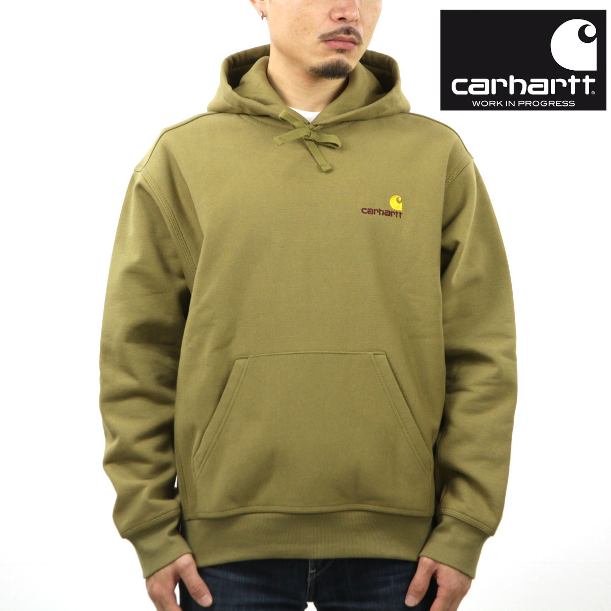 �����ϡ��� ��� �ѡ����� ������ CARHARTT WIP �ա��ǥ��� �ץ륪���С� ���� HOODED AMERICAN SCRIPT SWEATSHIRT I028279 - LARCH