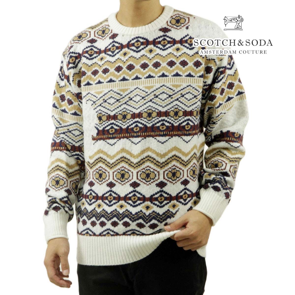 �����å�����ɥ����� ��� �������� ��������Ź SCOTCH��SODA ���롼�ͥå� Ĺµ �˥å� DROPPED SHOULDER JACQUARD ALL OVER CREW SWEATER D 178529 25402 FAIRISLE DISTORTED AOP A39B B1C C1D D7E E04F