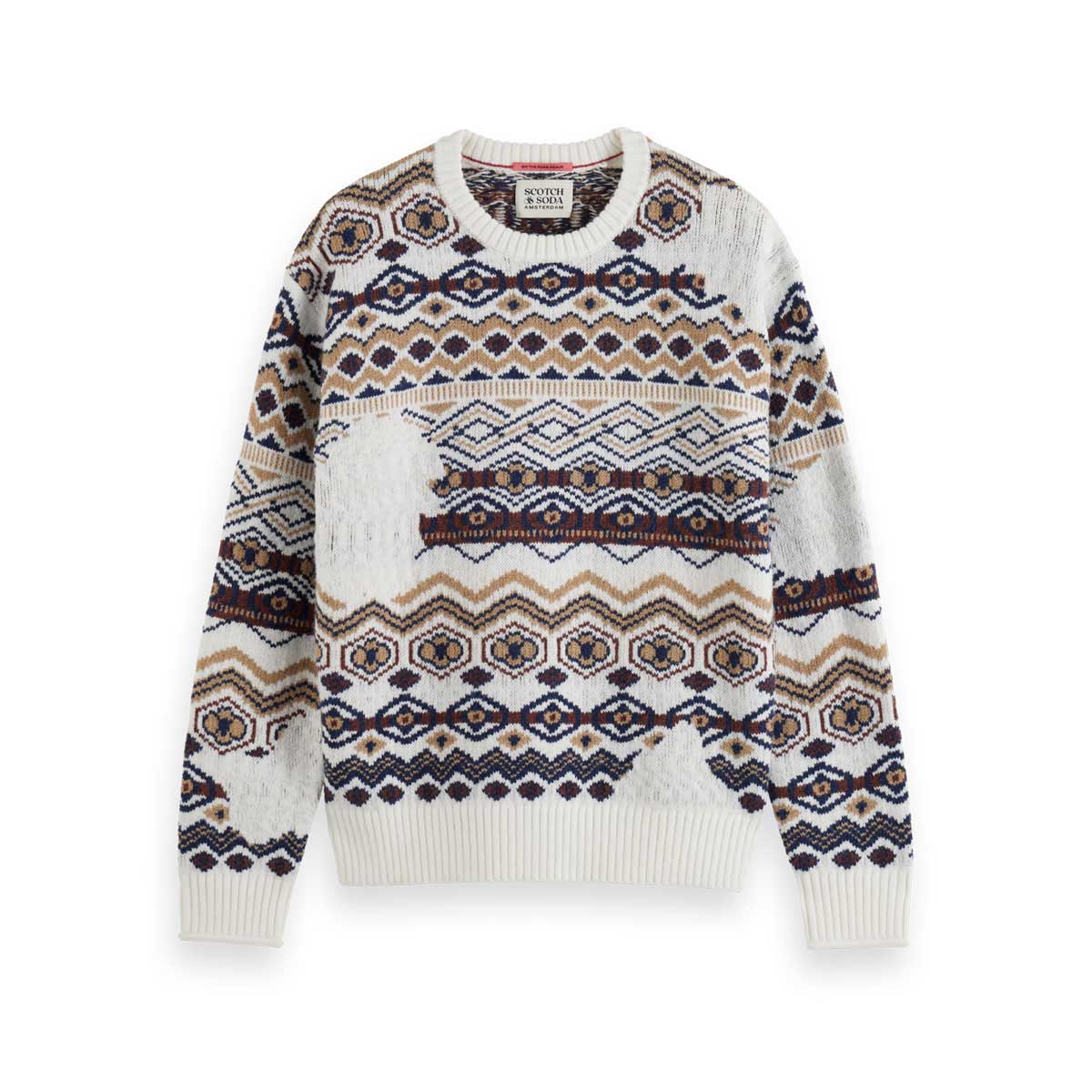 �����å�����ɥ����� ��� �������� ��������Ź SCOTCH��SODA ���롼�ͥå� Ĺµ �˥å� DROPPED SHOULDER JACQUARD ALL OVER CREW SWEATER D 178529 25402 FAIRISLE DISTORTED AOP A39B B1C C1D D7E E04F