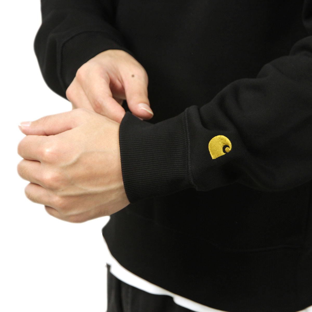 �����ϡ��� ��� �������å� ������ CARHARTT WIP ���롼�ͥå� �ȥ졼�ʡ� CHASE SWEATSHIRT BLACK/GOLD I033660 00FXX