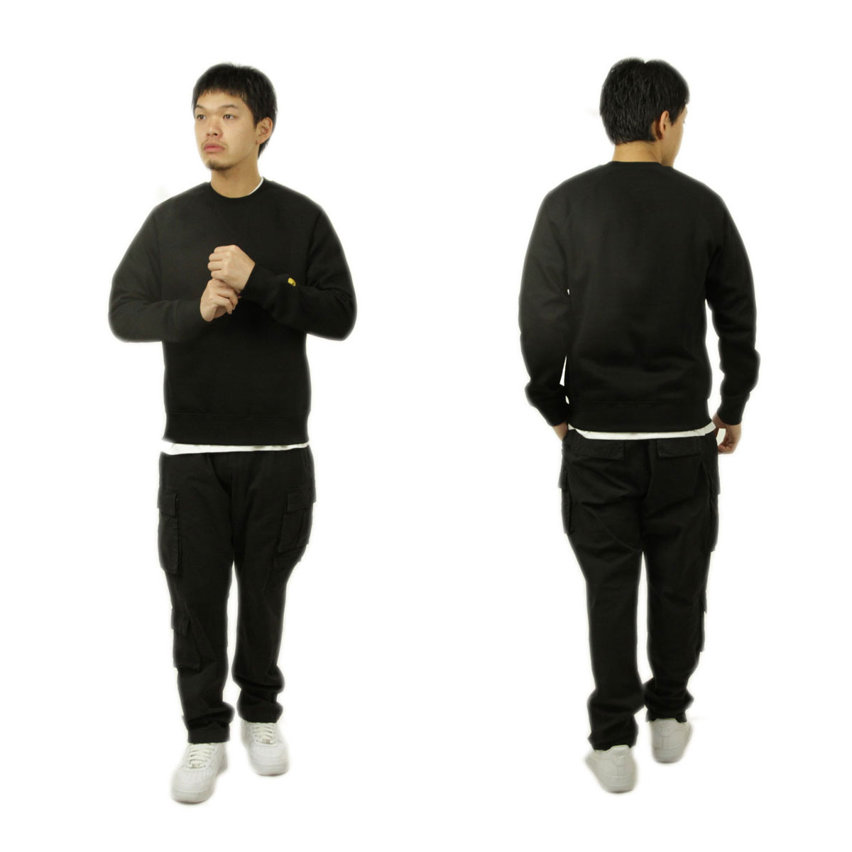�����ϡ��� ��� �������å� ������ CARHARTT WIP ���롼�ͥå� �ȥ졼�ʡ� CHASE SWEATSHIRT BLACK/GOLD I033660 00FXX