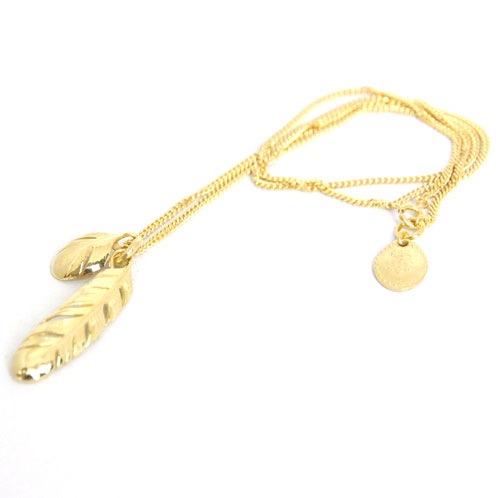 ϥ HARIM Ź ͥå쥹 NEW LEEF FEATHER VERY SHINE K18COATING NECKLACE HRP080 VG A82B B3C C3D D8E E33F