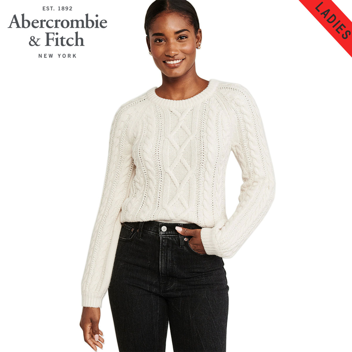 ���Х��� �������� ��ǥ����� ������ Abercrombie��Fitch ���롼�ͥå��������� Cable Crew Sweater 150-490-1199-101 A02B B2C C1D D7E E01F