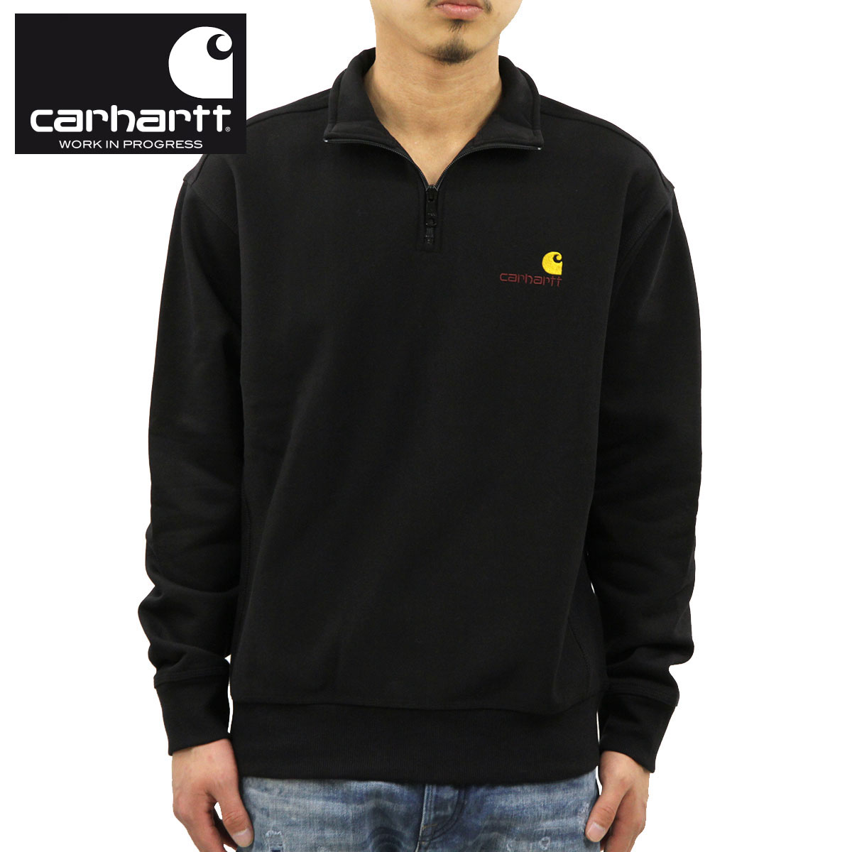 �����ϡ��� �ȥ졼�ʡ� ��� ��������Ź CARHARTT WIP ̵�� �ϡ��ե��åץȥ졼�ʡ� �������å� ���ݥ���ȥ��� HALF ZIP AMERICAN SCRIPT SWEATSHIRT BLACK I027014 89XX AB0B B1C C1D D5E E13F