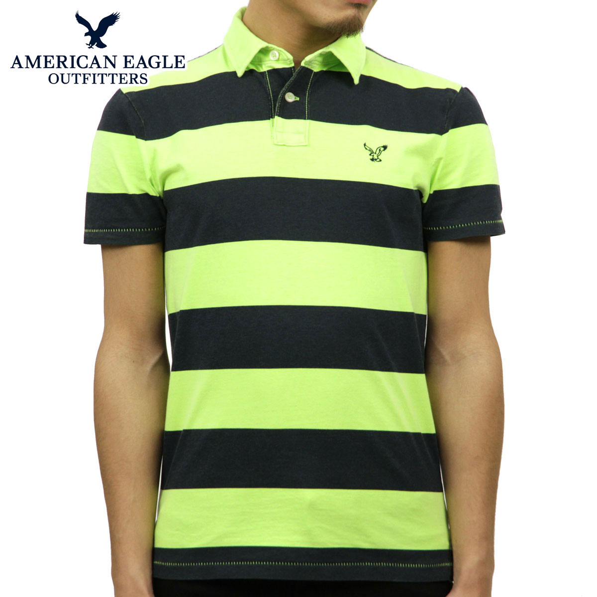 ����ꥫ�󥤡����� �ݥ������ ��� ������ AMERICAN EAGLE Ⱦµ�ݥ������  AE Striped Jersey Polo 2165-7192 LIME A04B B1C C1D D3E E08F