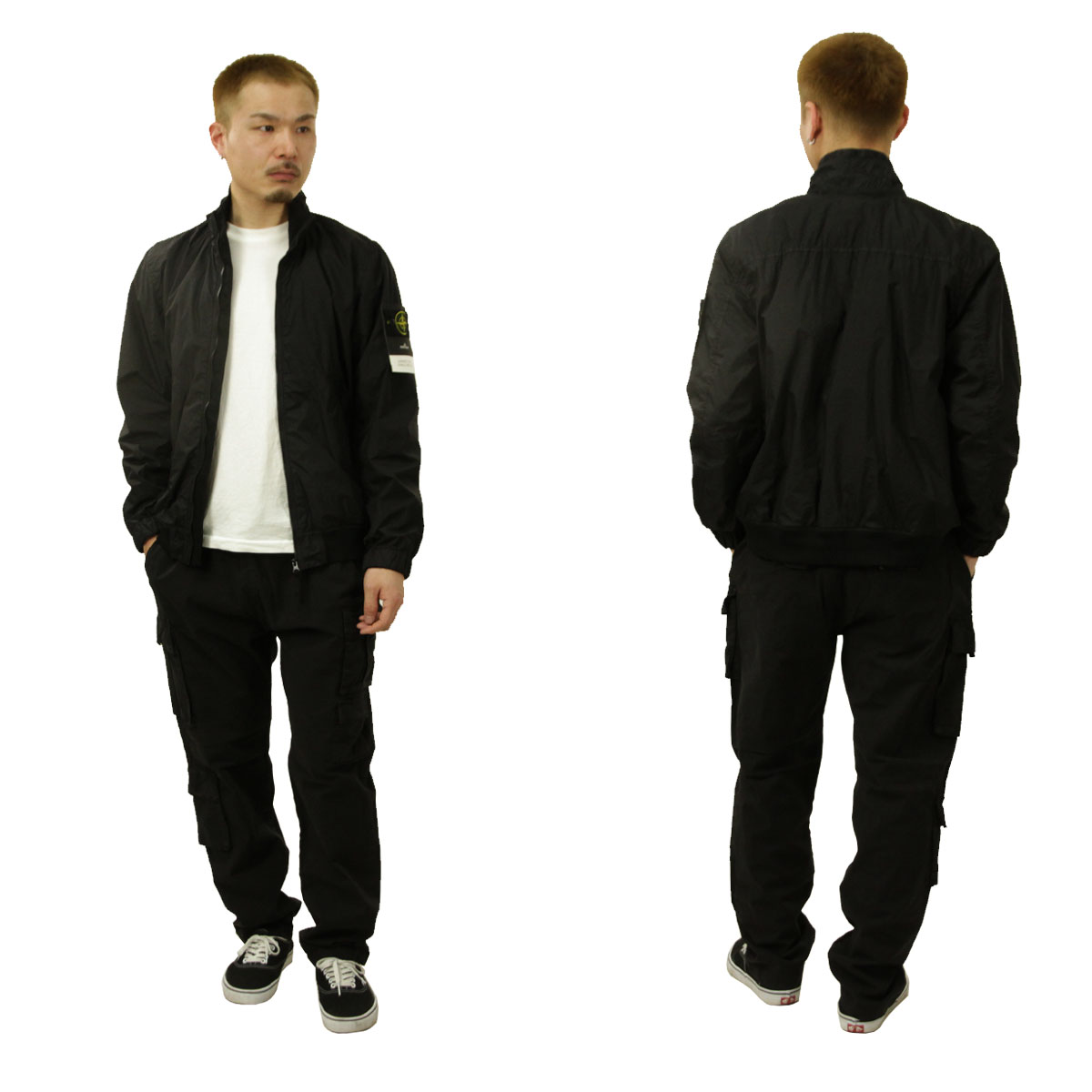 ���ȡ��󥢥����� ��� �ʥ����󥸥㥱�å� ������ STONE ISLAND ���åץ��å� �������� GARMENT DYED CRINKLE REPS NY RECYCLED NYLON JACKET BLACK 4100111 S0A23 V0029