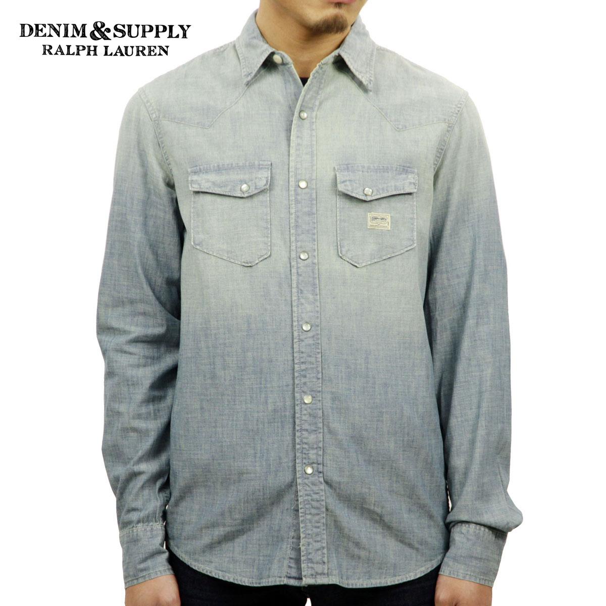 �ǥ˥ॢ��ɥ��ץ饤 �ݥ� ���ե������ ����� ��� ������ DENIM��SUPPLY RALPH LAUREN Ĺµ�����  COTTON CHAMBRAY WESTERN SHIRT A44B B1C C1D D6E E07F