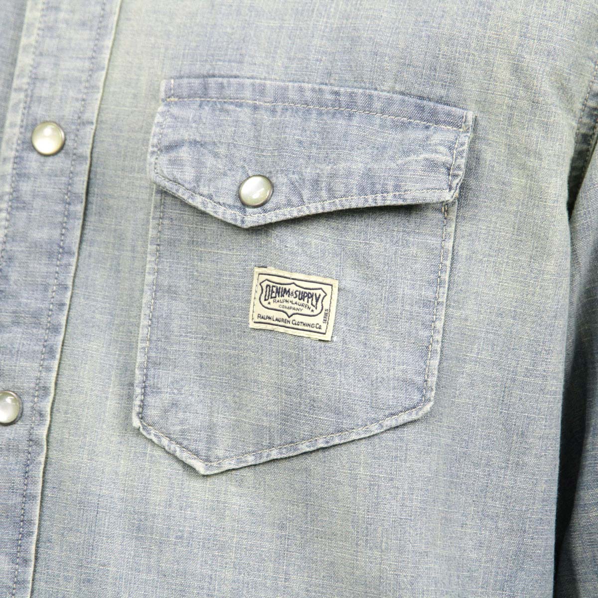 �ǥ˥ॢ��ɥ��ץ饤 �ݥ� ���ե������ ����� ��� ������ DENIM��SUPPLY RALPH LAUREN Ĺµ�����  COTTON CHAMBRAY WESTERN SHIRT A44B B1C C1D D6E E07F