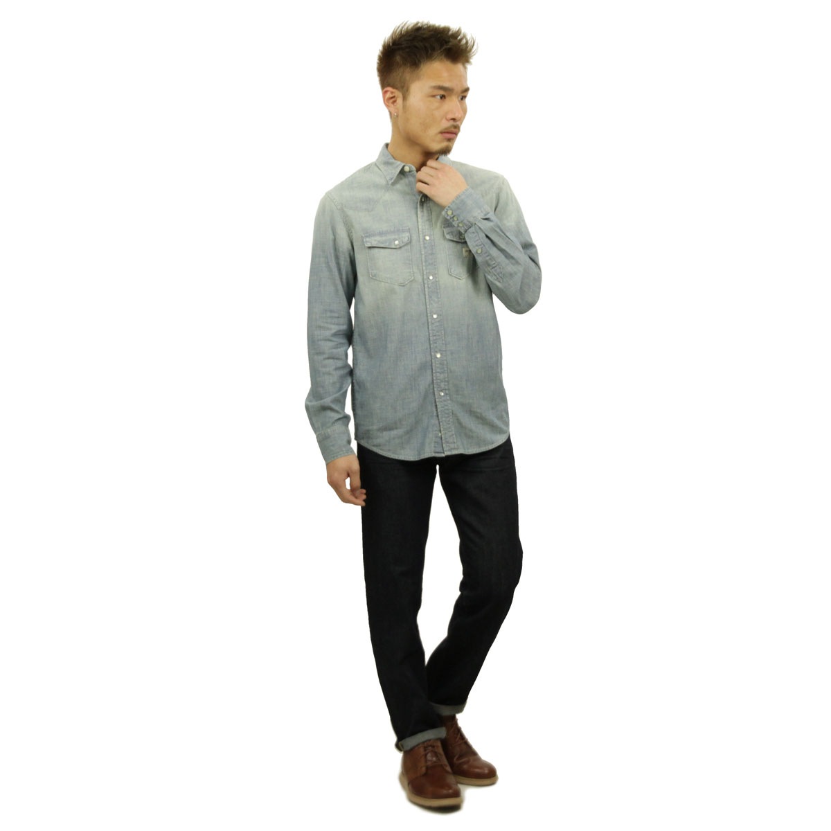 �ǥ˥ॢ��ɥ��ץ饤 �ݥ� ���ե������ ����� ��� ������ DENIM��SUPPLY RALPH LAUREN Ĺµ�����  COTTON CHAMBRAY WESTERN SHIRT A44B B1C C1D D6E E07F