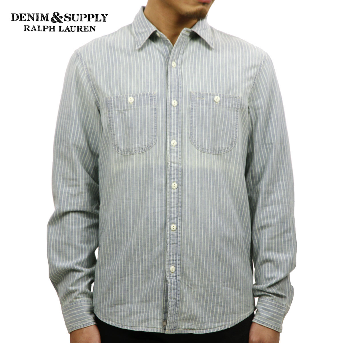 �ǥ˥ॢ��ɥ��ץ饤 �ݥ� ���ե������ ����� ��� ������ DENIM��SUPPLY RALPH LAUREN Ĺµ�����  STRIPED CHAMBRAY WORKSHIRT A44B B1C C1D D6E E07F