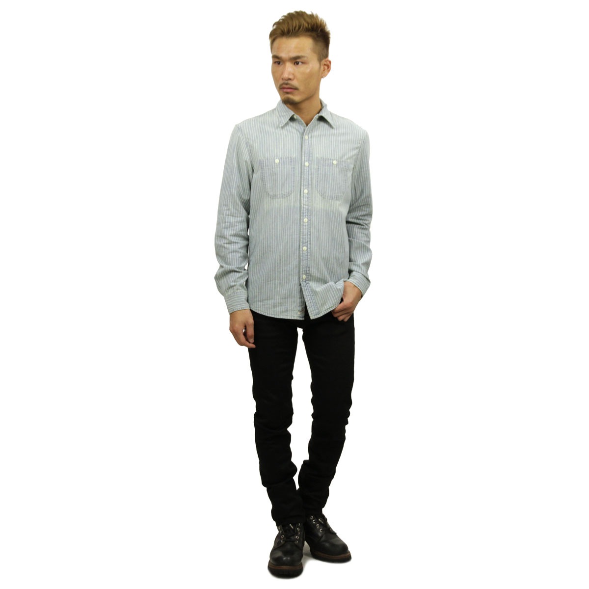 �ǥ˥ॢ��ɥ��ץ饤 �ݥ� ���ե������ ����� ��� ������ DENIM��SUPPLY RALPH LAUREN Ĺµ�����  STRIPED CHAMBRAY WORKSHIRT A44B B1C C1D D6E E07F