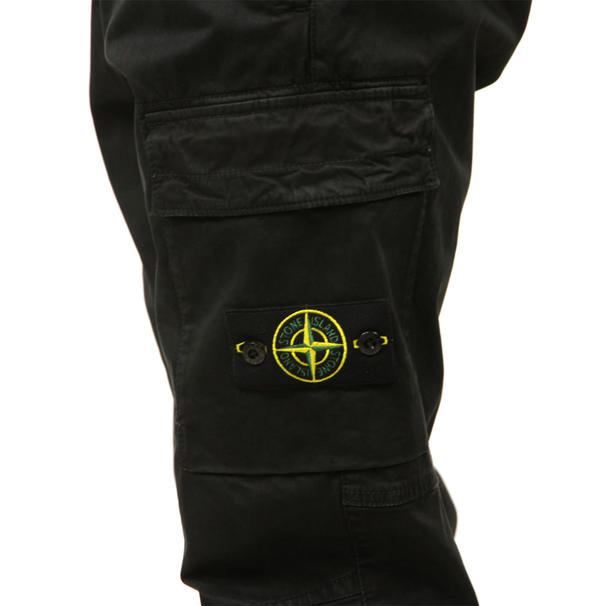���ȡ��󥢥����� ��� �ȥ饦�����ѥ�� ������ STONE ISLAND ���åȥ� �������ѥ�� ORGANIC COTTON STRETCH BROKEN TWILL GARMENT DYED 'OLD' EFFECT CARGO TROUSER PANTS BLACK 3100051 S0004 V0129