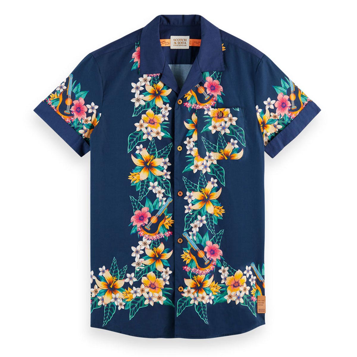 �����å�����ɥ����� ��� ���ߥ���� ��������Ź SCOTCH��SODA Ⱦµ����� �����ϥ���� SEASONAL PRINTED HAWAIIAN DETAILED SHIRT 166014 0218 COMBO B