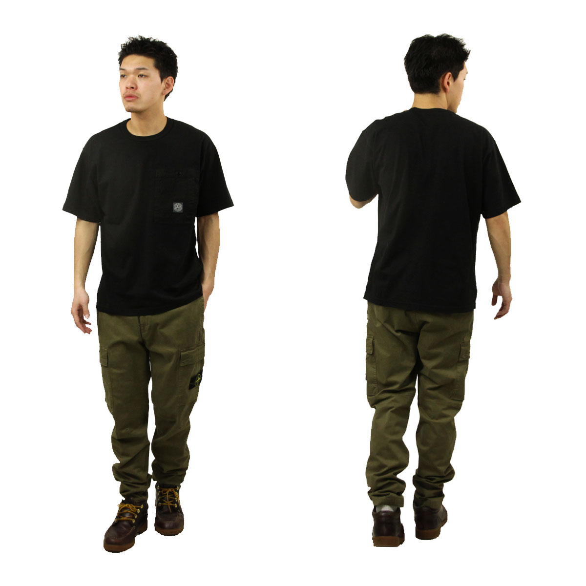 ���ȡ��󥢥����� ��� �ȥ饦�����ѥ�� ������ STONE ISLAND ���åȥ� �������ѥ�� ORGANIC COTTON STRETCH BROKEN TWILL GARMENT DYED 'OLD' EFFECT CARGO TROUSER PANTS MILITARY GREEN 3100051 S0004 V015G