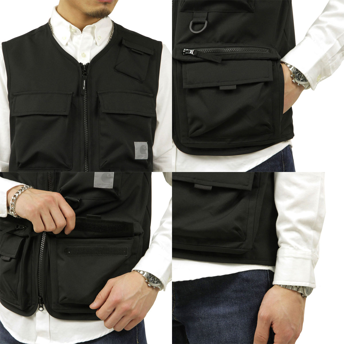 �����ϡ��� �٥��� ��� ��������Ź CARHARTT WIP �ե��å��󥰥٥��� �ߥ꥿�꡼�٥��� ELMWOOD VEST BLACK I026023 89XX AB0B B1C C1D D4E E13F