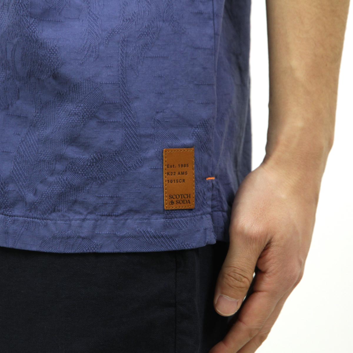 �����å�����ɥ����� ��� ���ߥ���� ��������Ź SCOTCH��SODA Ⱦµ����� �����ϥ���� JACQUARD SHORTSLEEVE SHIRT 166017 4622 INDIGO