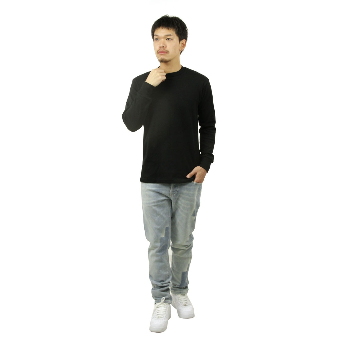 �إ��� ��� ĹµT����� ��������Ź Hanes ���롼�ͥå� ���� ̵�� HANES KURO LONG SLEEVE THE BEST OF BLACK T-SHIRTS 1P HM4-C201 090 BLACK
