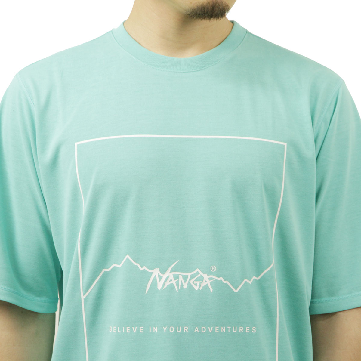 �ʥ� ��� ȾµT����� ��������Ź NANGA �ݥꥨ���ƥ� �ե졼����� DRY MIX FRAME LOGO TEE N2500-1M509A TQS TURQUOISE