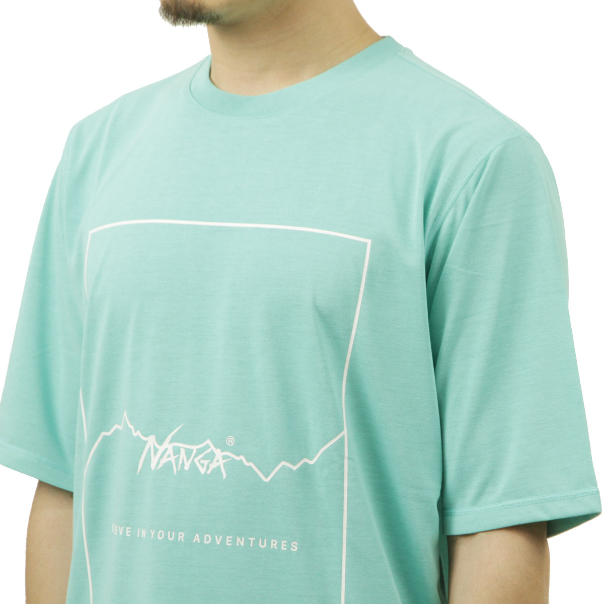 �ʥ� ��� ȾµT����� ��������Ź NANGA �ݥꥨ���ƥ� �ե졼����� DRY MIX FRAME LOGO TEE N2500-1M509A TQS TURQUOISE