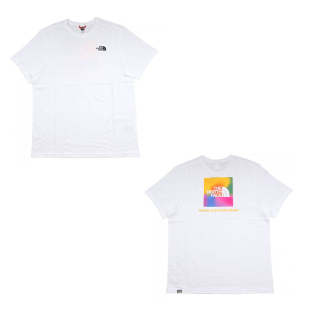 �Ρ����ե����� ��� ȾµT����� ������ THE NORTH FACE ���� �Хå��ץ��� ���롼�ͥå� SHORT SLEEVE RED BOX TEE - EU NF0A2TX2 IA0 TNF WHITE - SUPER SONIC BLUE COLOR GRADIENT PRINT
