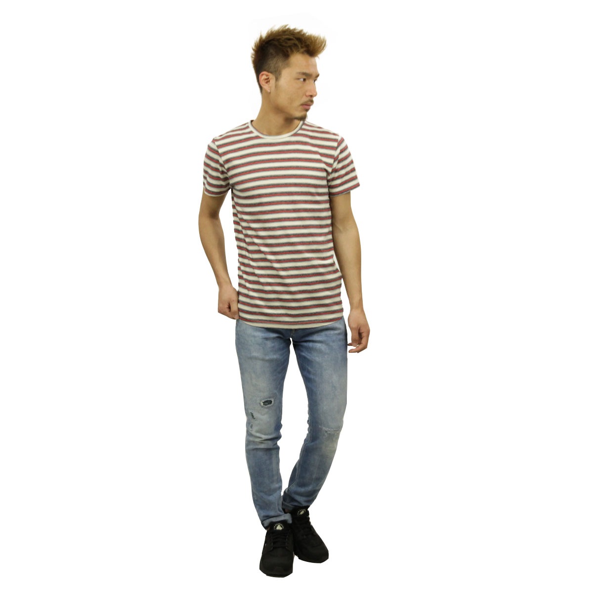 �Ρ��������� T����� ��������Ź NO EXCESS ȾµT����� ���롼�ͥå�  YARN DYED STRIPE TEE 350356 187 A67B B1C C1D D1E E11F