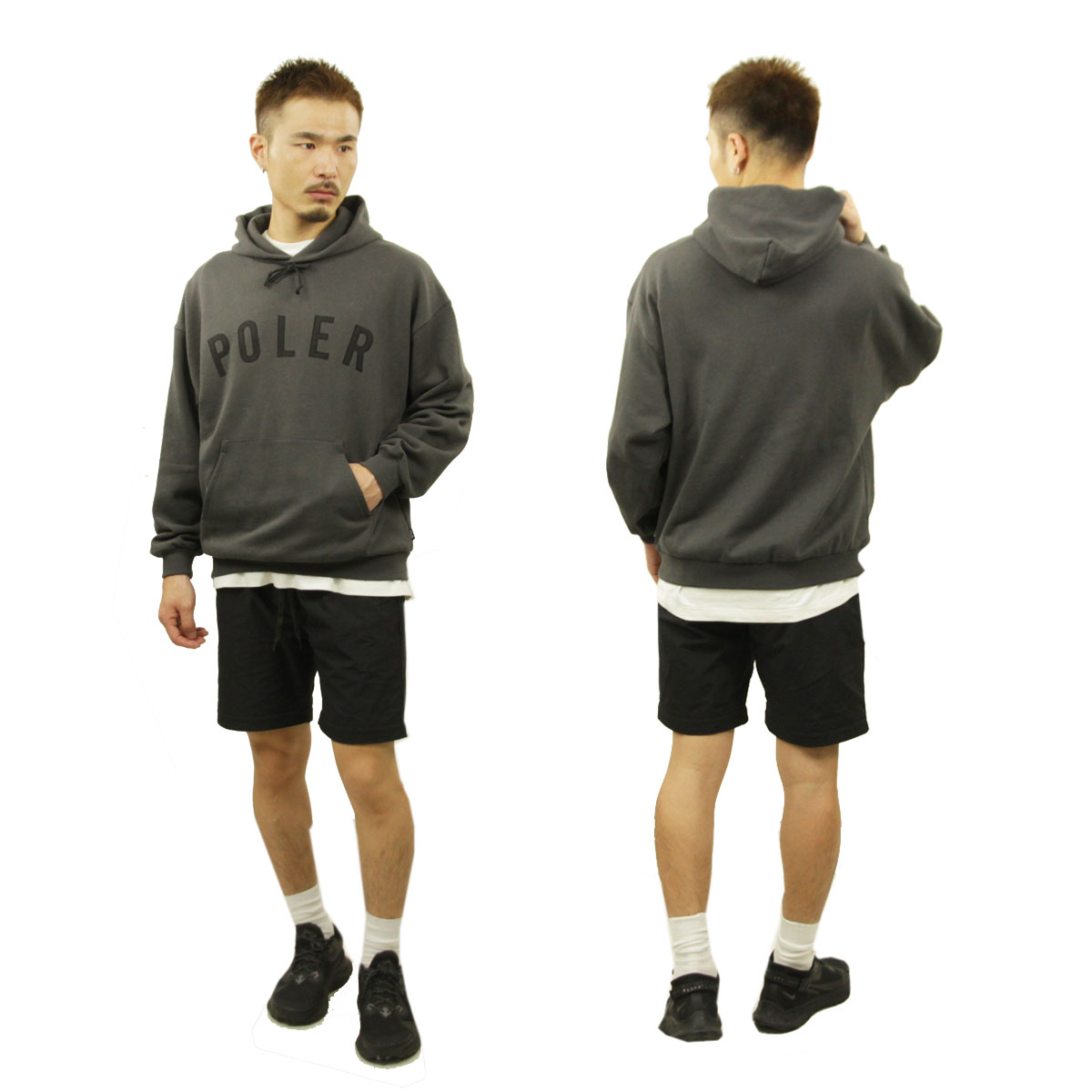 �ݡ��顼 �ѡ����� ��� ��������Ź POLER �ȥåץ� �ץ륪���С��ѡ����� ���� STATE APPLIQUE PULLOVER HOOD CHARCOAL GRAY D 223MCV0034-CRG A79B B1C C1D D5E E02F