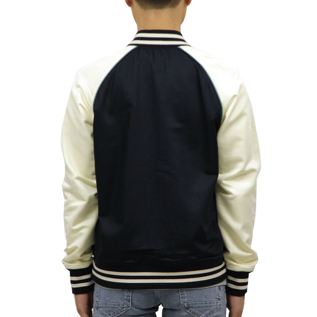 �̡��ǥ��������� �������� ��� ��������Ź Nudie Jeans ���㥱�å�  ���������ॸ�㥱�å� ��������� MARK BASEBALL JACKET OFFWHITE/NAVY W19 160619 5020 A62B B1C C1D D4E E01F