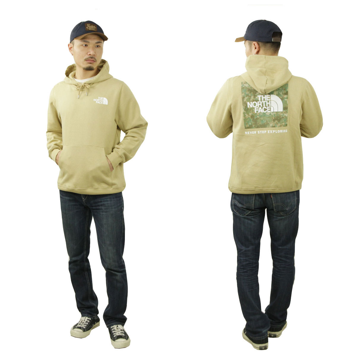 Ρե  ѡ  THE NORTH FACE Хåץ ץ륪С  BOX NSE PULLOVER HOODIE NF0A7UNS KHAKI STONE/MILITARY OLIVE STIPPLED CAMO PRINT A14B B1C C1D D5E E18F