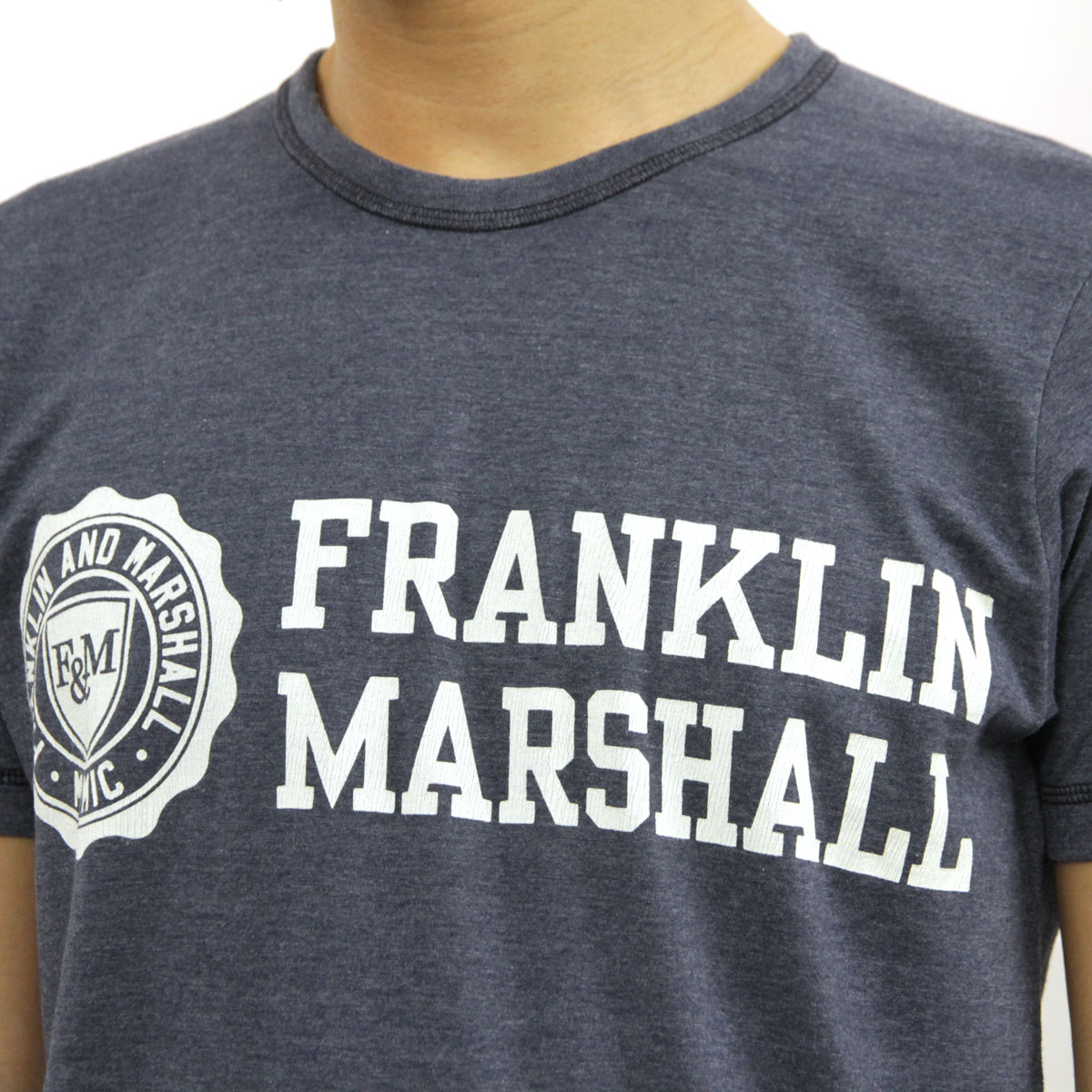 ե󥯥 ޡ T Ź FRANKLINMARSHALL ȾµT 롼ͥå  LOGO TEE NAVY TSMF182AN 45181 4010 A61B B1C C1D D1E E06F