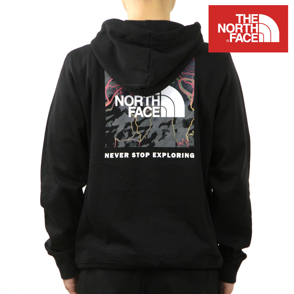 Ρե  ѡ  THE NORTH FACE Хåץ ץ륪С  BOX NSE PULLOVER HOODIE NF0A7UNS TNF BLACK/TNF BLACK TRAIL GLOW PRINT A14B B1C C1D D5E E13F