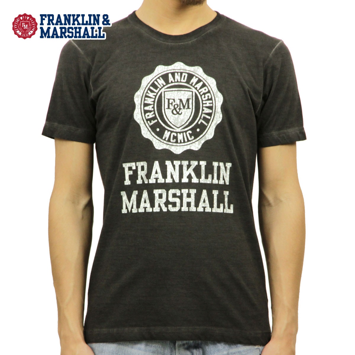 �ե�󥯥�� �ޡ������ T����� ��������Ź FRANKLIN��MARSHALL ȾµT����� ���롼�ͥå�  LOGO TEE BLACK TSMF188AN 45181 4013 A61B B1C C1D D1E E13F