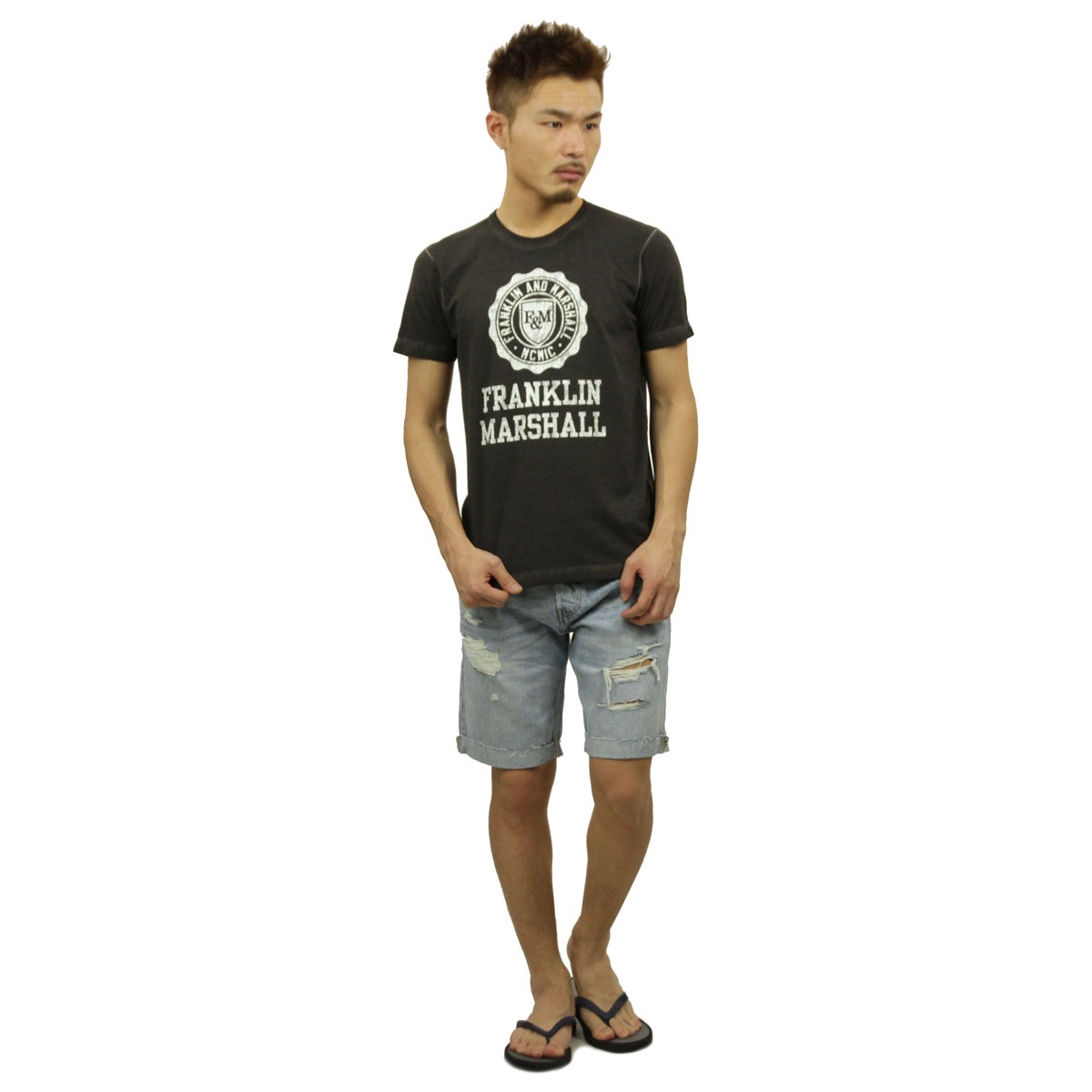 �ե�󥯥�� �ޡ������ T����� ��������Ź FRANKLIN��MARSHALL ȾµT����� ���롼�ͥå�  LOGO TEE BLACK TSMF188AN 45181 4013 A61B B1C C1D D1E E13F