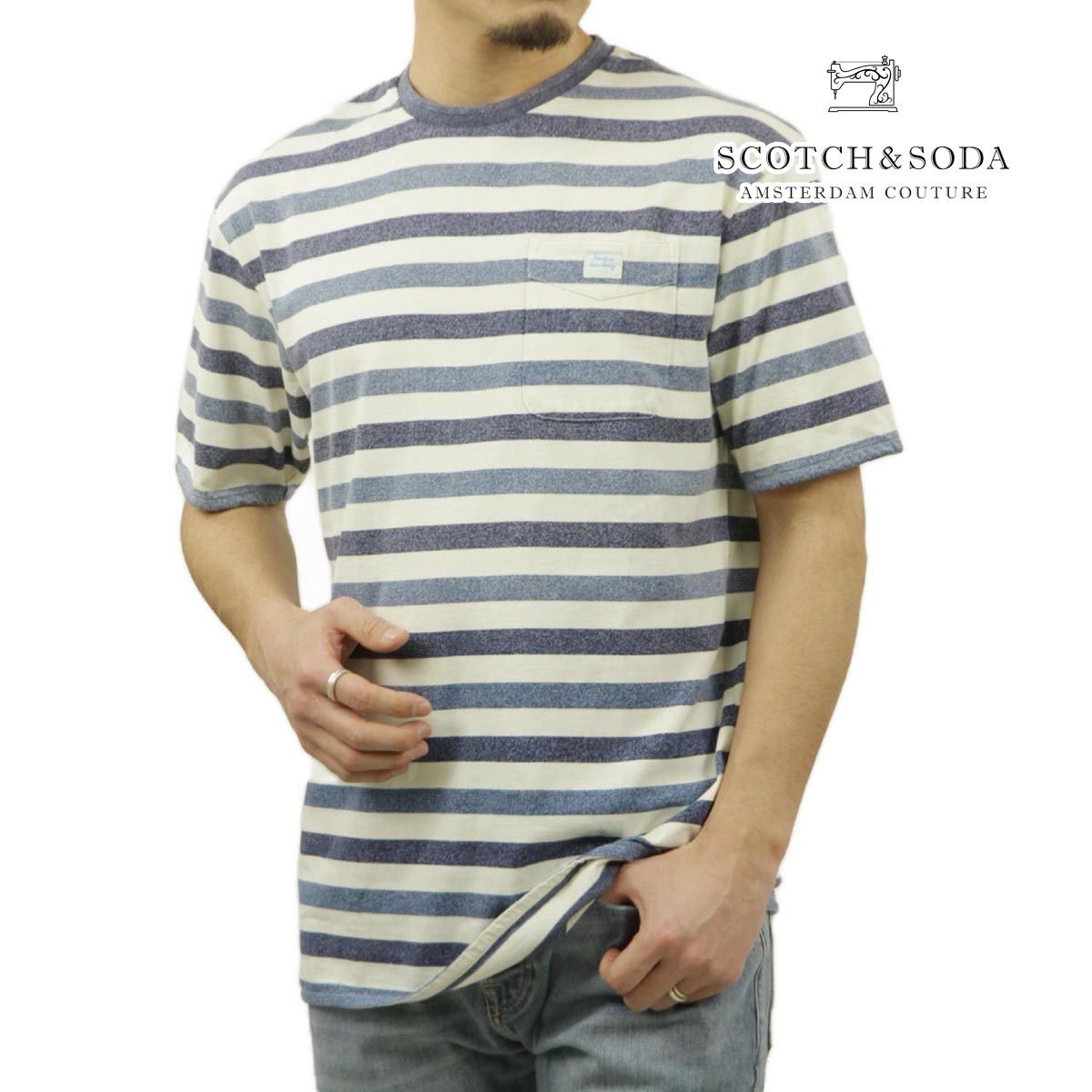 �����å�����ɥ����� ��� ȾµT����� ��������Ź SCOTCH��SODA ���롼�ͥå� �ܡ����� �ݥ�T WASHED STRIPED RELAXED-FIT T-SHIRT 169886 0217 COMBO A