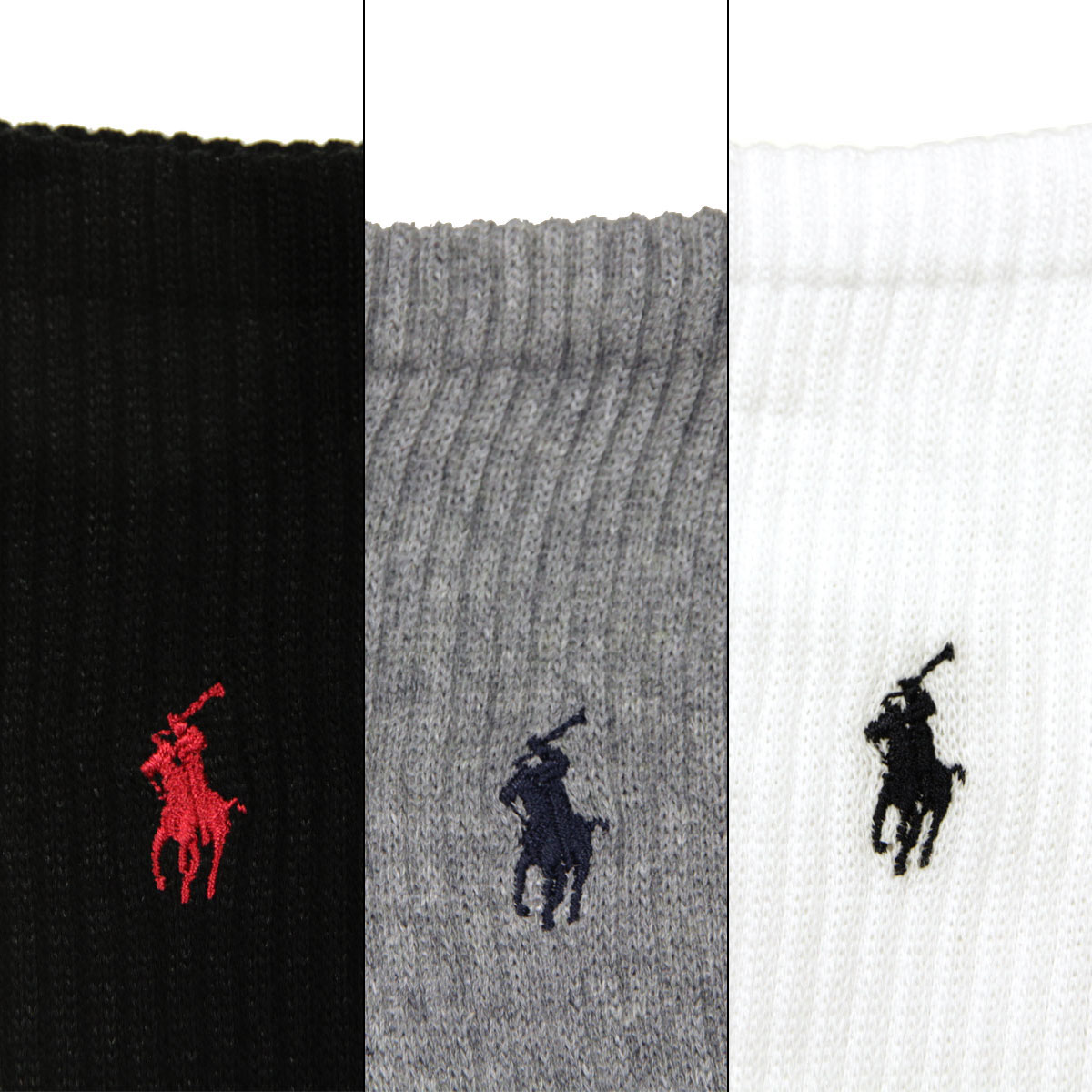 �ݥ� ���ե������ ��� ���� ������ POLO RALPH LAUREN 3���� ������������� ���å��� 3 PACK��CLASSIC FOOT CREW POLO SOCKS 821032PK 991 - ASSORTED (Black, Sweatshirt Grey Heather, White) 001 - BLACK A05B B1C C7D D1E E00F