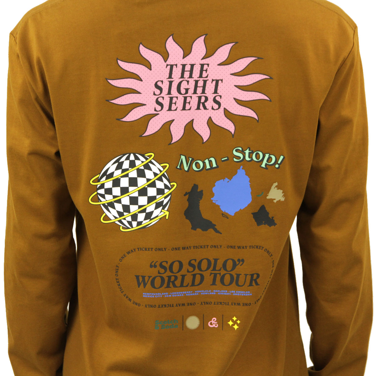 �����å�����ɥ����� ����T ��� ��������Ź SCOTCH��SODA �Хå��ץ��� ĹµT����� GRAPHIC RELAXED-FIT LONG SLEEVE T-SHIRT TOBACCO 163970 1341 43406 34 A39B B1C C1D D2E E04F