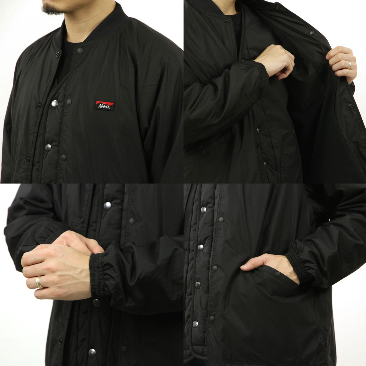 ʥ 㥱å  Ź NANGA  㥱å RIB COLLAR COACH JACKET NW2441-1E400-A BLK BLACK A16B B1C C1D D4E E13F