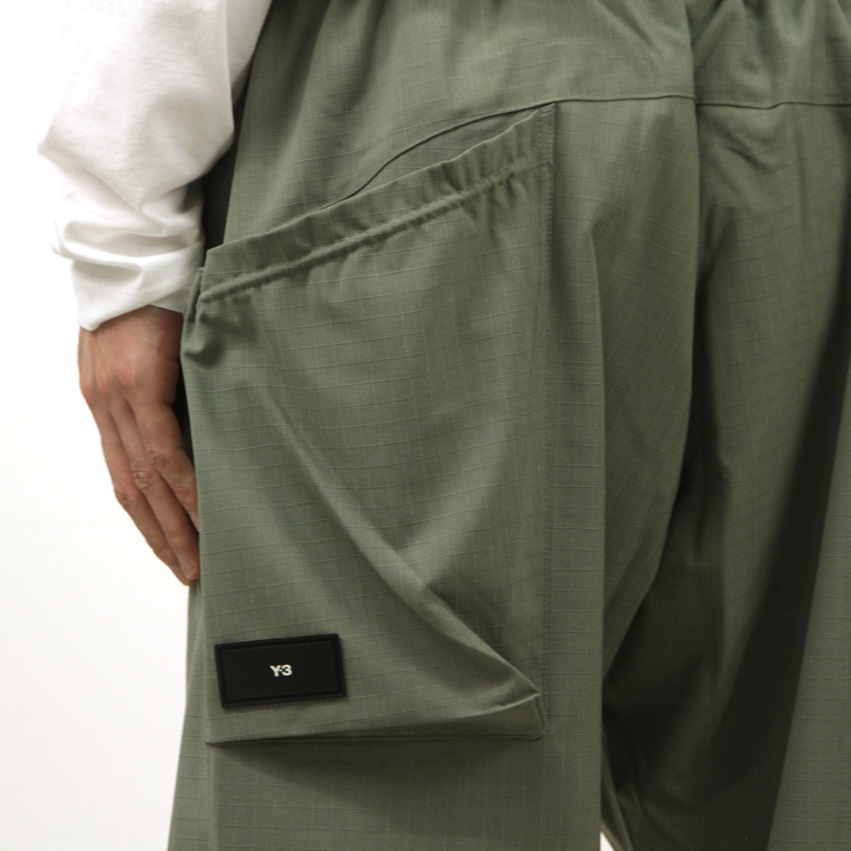 磻꡼  ѥ  Y-3 ܥȥॹ 롼եå ѥ RIPSTOP CUFFED LOOSE FIT EASY CARGO PANTS IP7666 STONE GREEN