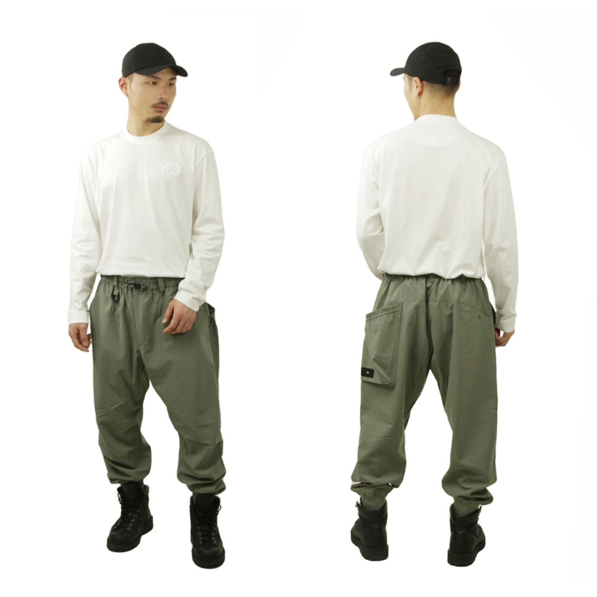 磻꡼  ѥ  Y-3 ܥȥॹ 롼եå ѥ RIPSTOP CUFFED LOOSE FIT EASY CARGO PANTS IP7666 STONE GREEN