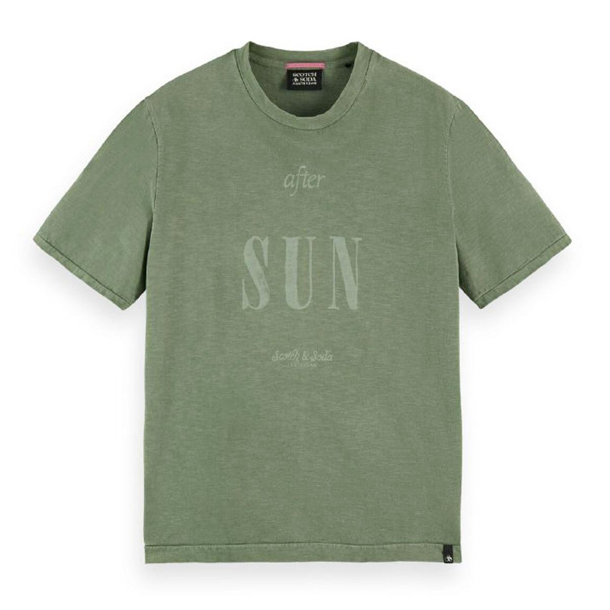 �����å�����ɥ����� ��� ȾµT����� ��������Ź SCOTCH��SODA ���롼�ͥå� �ȥåץ� SLUB-JERSEY ARTWORK ORGANIC COTTON T-SHIRT 172016 0414 KHAKI