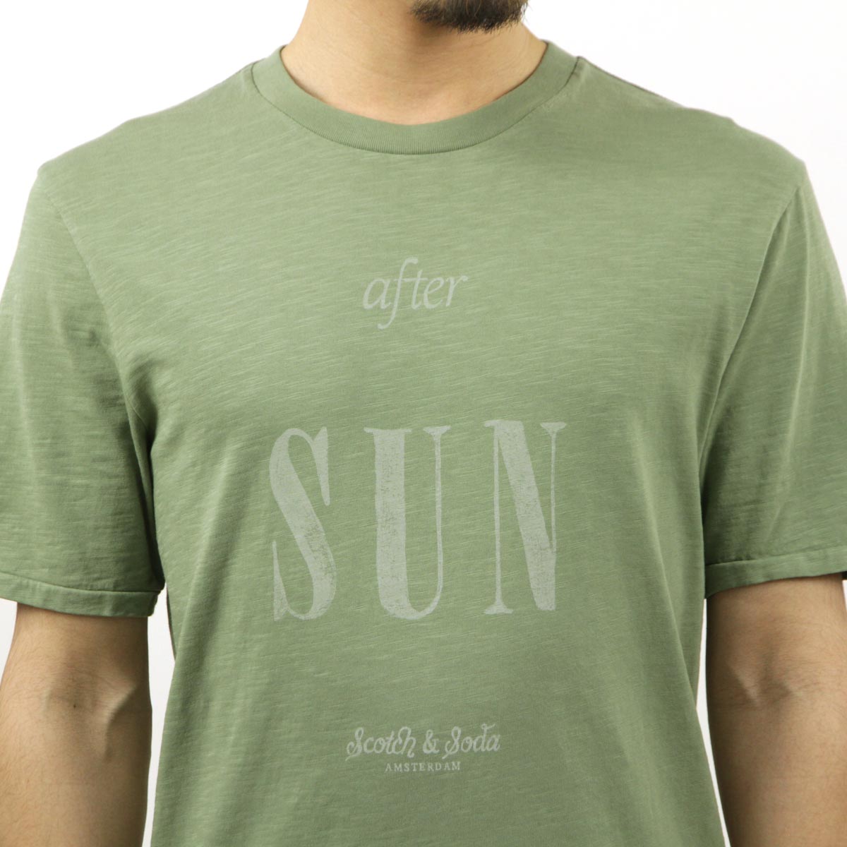 �����å�����ɥ����� ��� ȾµT����� ��������Ź SCOTCH��SODA ���롼�ͥå� �ȥåץ� SLUB-JERSEY ARTWORK ORGANIC COTTON T-SHIRT 172016 0414 KHAKI