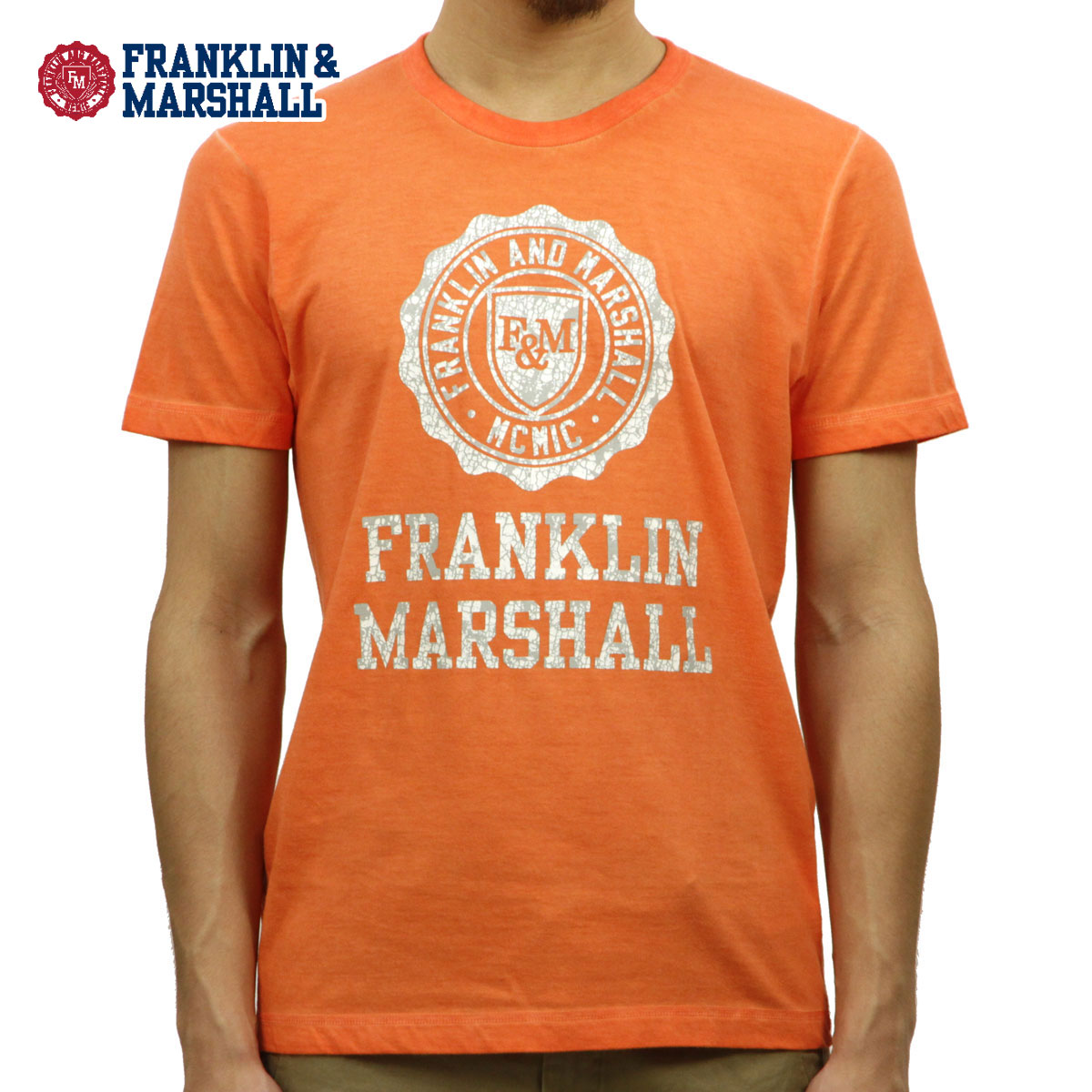 �ե�󥯥�� �ޡ������ T����� ��������Ź FRANKLIN��MARSHALL ȾµT����� ���롼�ͥå�  LOGO TEE SUNSET ORANGE TSMF188AN 45181 4013 A61B B1C C1D D1E E10F