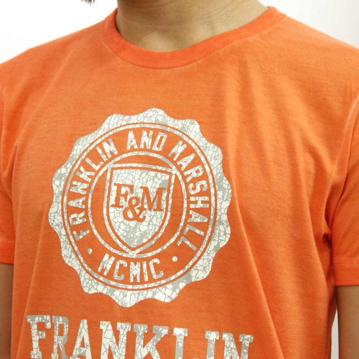 �ե�󥯥�� �ޡ������ T����� ��������Ź FRANKLIN��MARSHALL ȾµT����� ���롼�ͥå�  LOGO TEE SUNSET ORANGE TSMF188AN 45181 4013 A61B B1C C1D D1E E10F