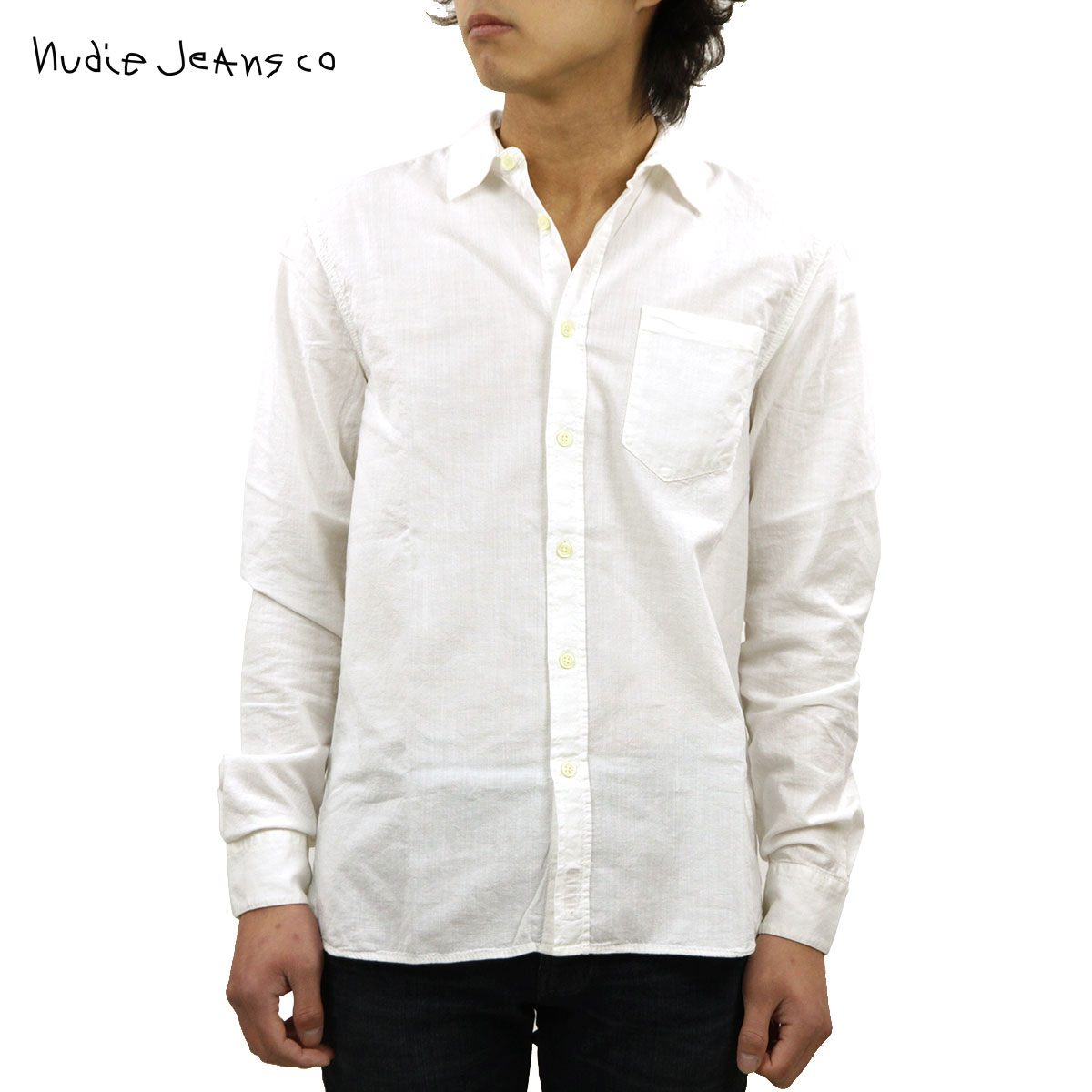 ̡ǥ   Ź Nudie Jeans Ĺµ  HENRY LONG SLEEVE SHIRT OFFWHITE W04 140426 A62B B1C C1D D6E E01F