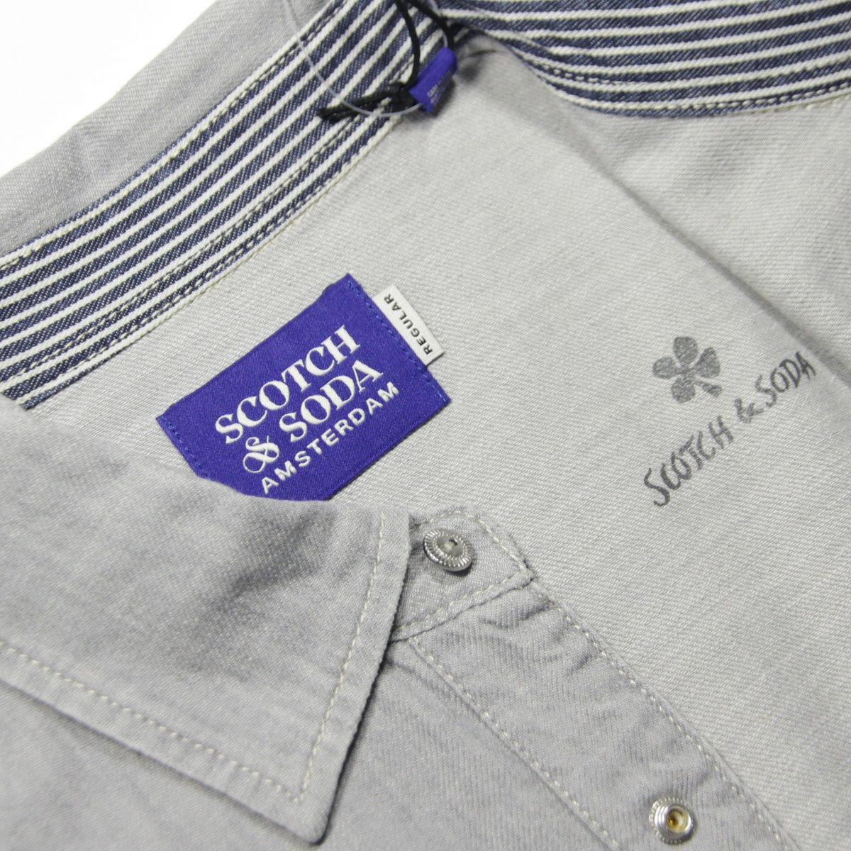 �����å�����ɥ����� ����� ��� ��������Ź SCOTCH��SODA Ĺµ����� �ǥ˥ॷ��� ���������󥷥�� WASHED DENIM ORGANIC COTTON WESTERN REGULAR-FIT SHIRT P 165467 0025 51430 03 GREY A39B B1C C1D D6E E02F