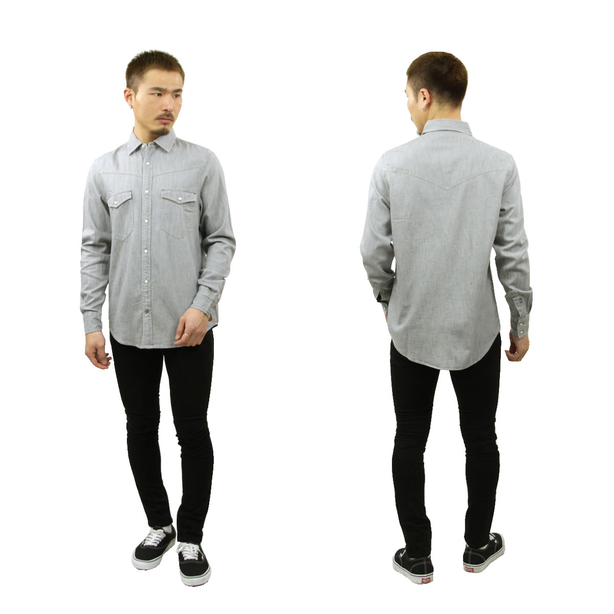 �����å�����ɥ����� ����� ��� ��������Ź SCOTCH��SODA Ĺµ����� �ǥ˥ॷ��� ���������󥷥�� WASHED DENIM ORGANIC COTTON WESTERN REGULAR-FIT SHIRT P 165467 0025 51430 03 GREY A39B B1C C1D D6E E02F