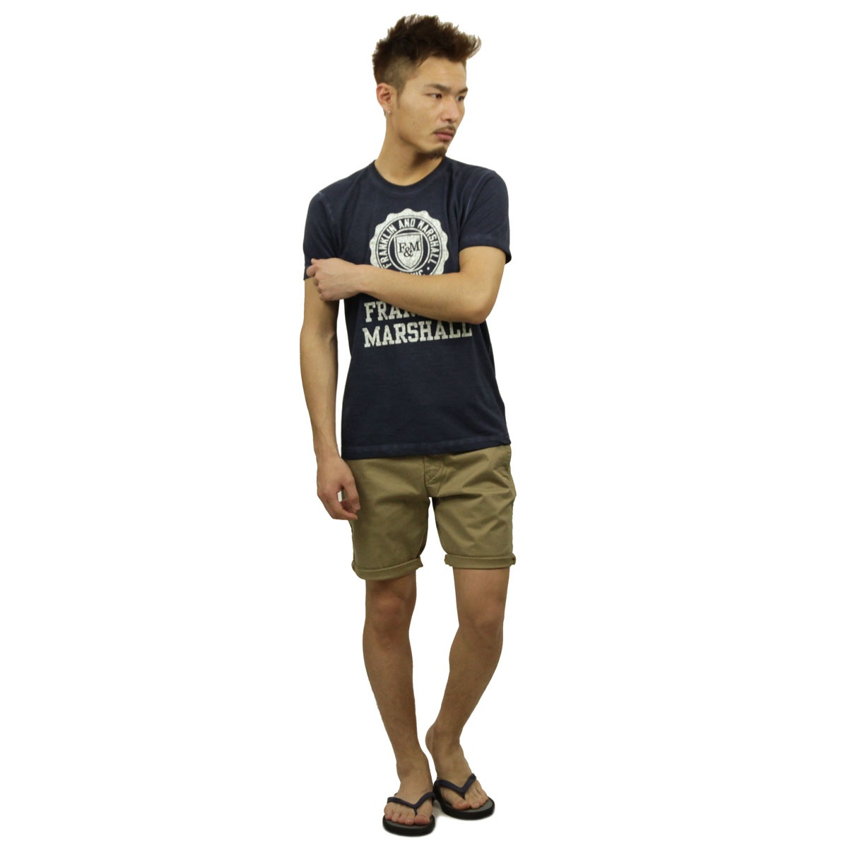 �ե�󥯥�� �ޡ������ T����� ��������Ź FRANKLIN��MARSHALL ȾµT����� ���롼�ͥå�  LOGO TEE NAVY TSMF188AN 45181 4013 A61B B1C C1D D1E E06F