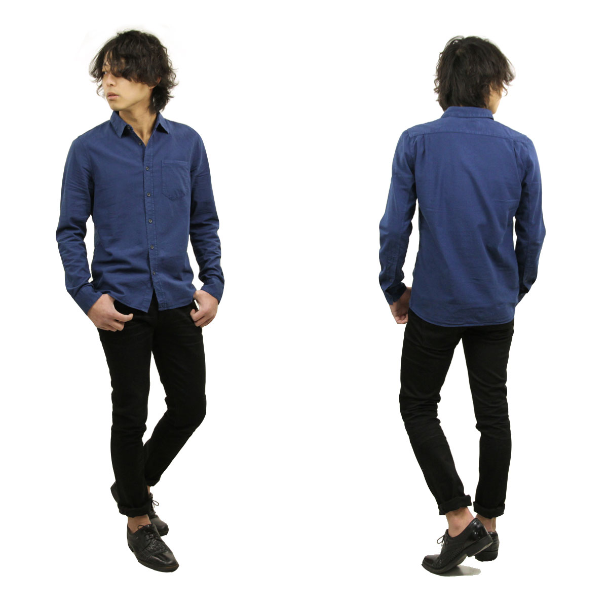 ̡ǥ   Ź Nudie Jeans Ĺµ  HENRY LONG SLEEVE SHIRT ODEN BLUE C28 140426 A62B B1C C1D D6E E07F