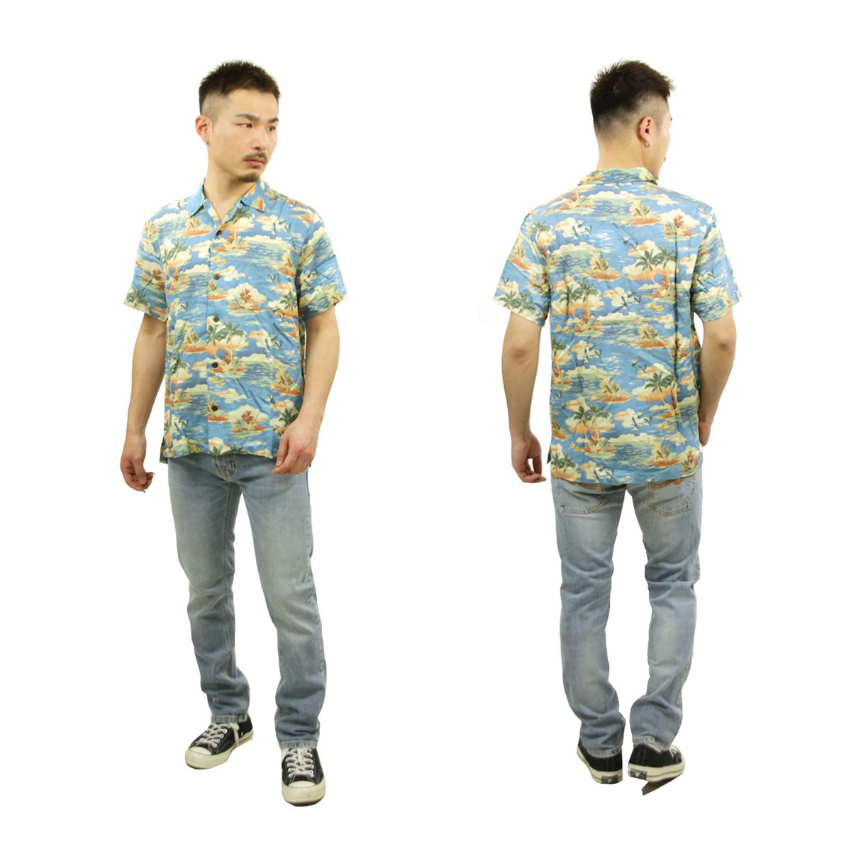 �̡��ǥ��������� ��� �����ϥ���� ��������Ź Nudie Jeans Ⱦµ ���ߥ���� �����奢�� ARVID HAWAII ALOHA SHIRT C48 140792 A62B B1C C1D D6E E07F