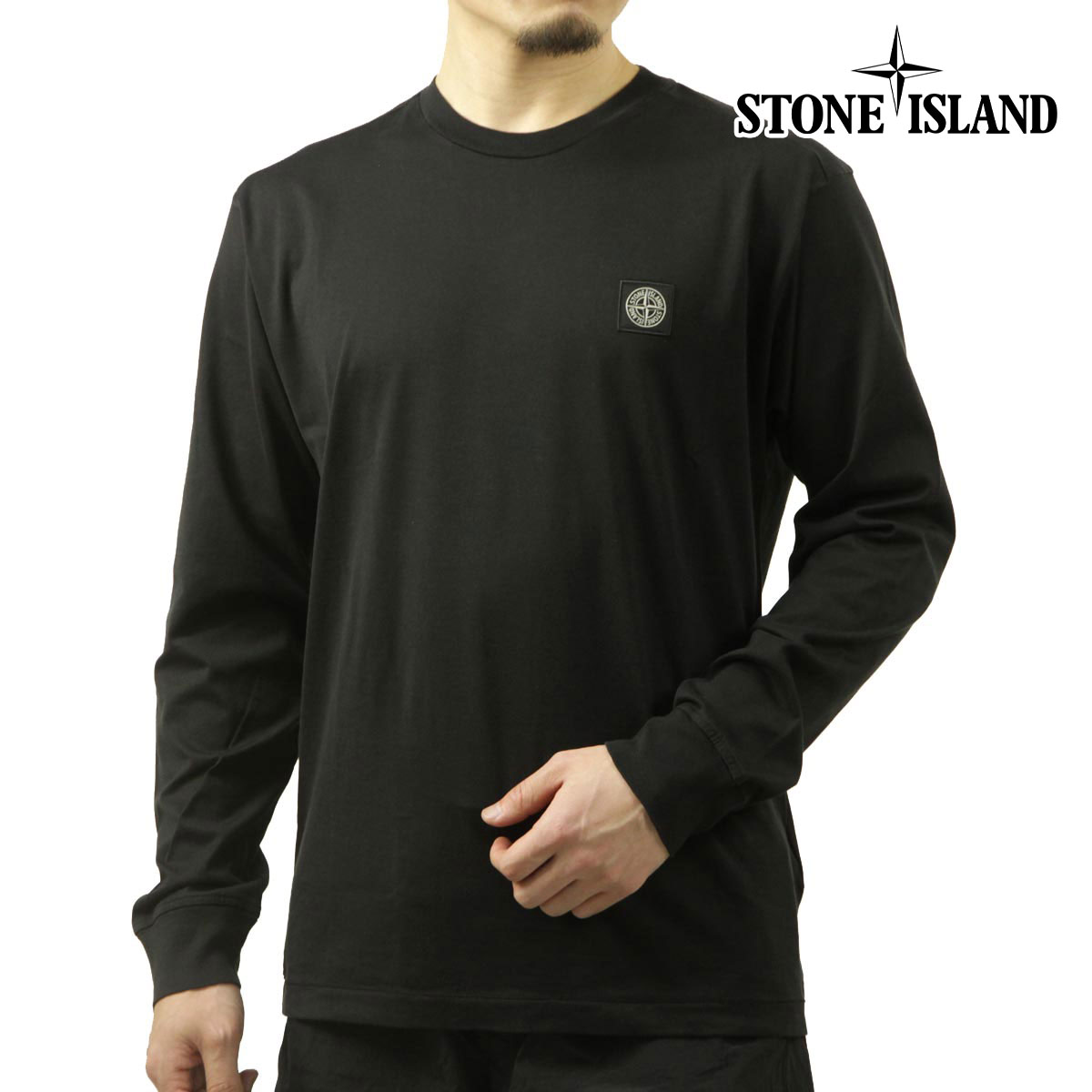 ���ȡ��󥢥����� ��� ĹµT����� ������ STONE ISLAND ���롼�ͥå� ���åȥ� ���� ����T STONE ISLAND 60/2 COTTON JERSEY LONG SLEEVE T-SHIRT K1S15 2100227 S0013 V0029 BLACK
